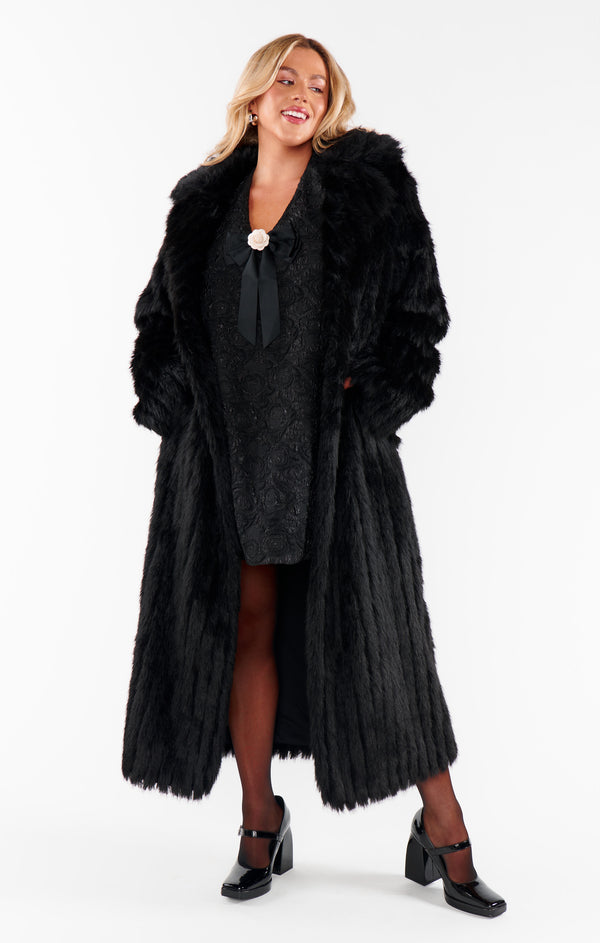 long black white dress Plaza Coat ~ Black Faux Fur – Show Me Your Mumu
