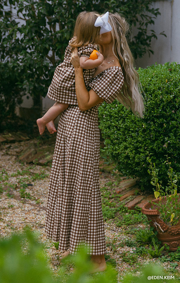 Mia Midi Dress ~ Brown Gingham – Show Me Your Mumu