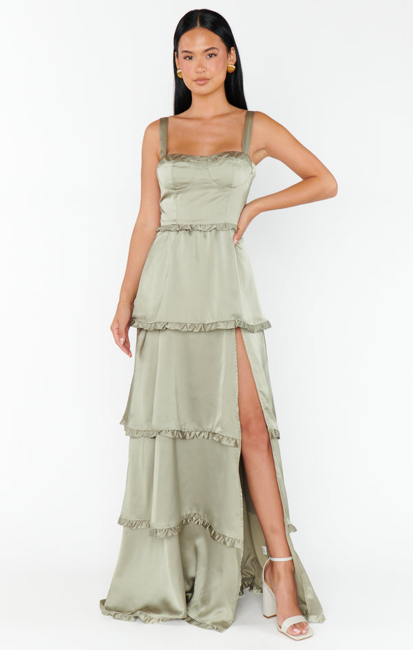green corset dresses Emerald Green Tulle Corset Top Formal Midi Dress