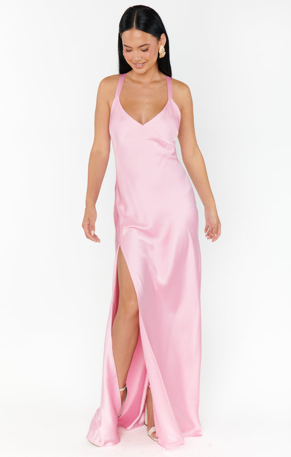 Anderson Maxi Dress ~ Light Pink Luxe Satin – Show Me Your Mumu
