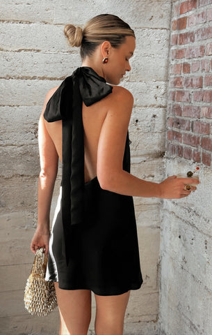 Lisa Mini Dress ~ Black Luxe Satin – Show Me Your Mumu