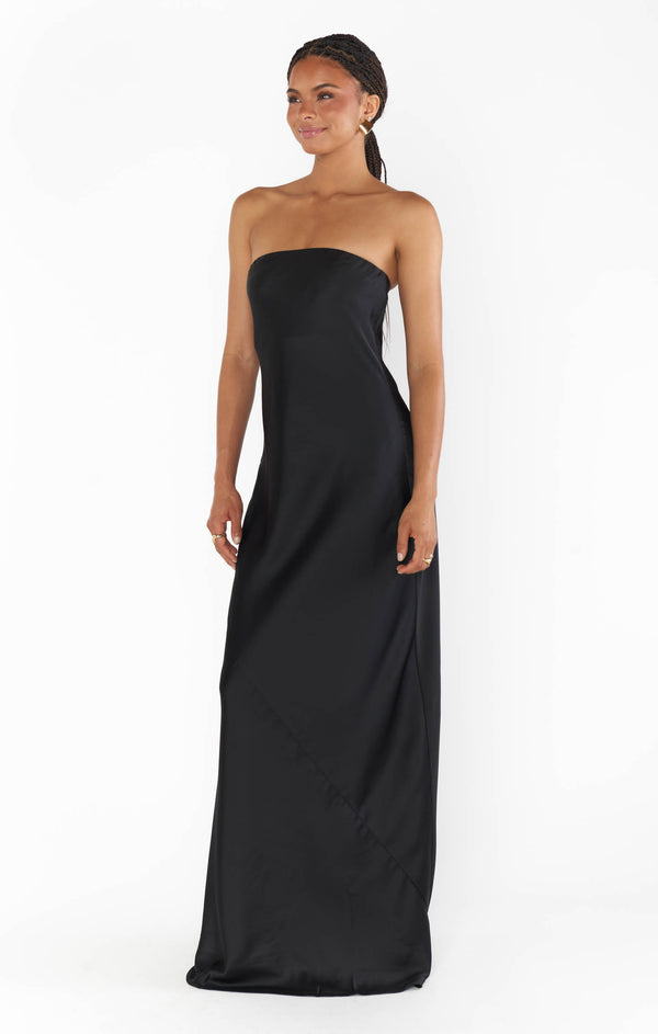 Taylor Tube Maxi Dress ~ Black Luxe Satin – Show Me Your Mumu