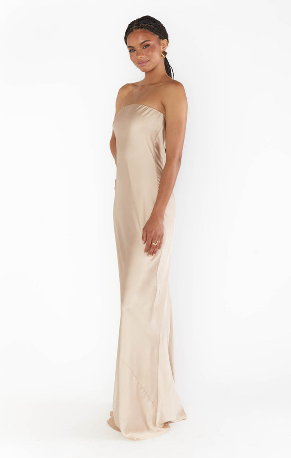 Taylor Tube Maxi Dress ~ Champagne Luxe Satin  Show Me Your Mumu