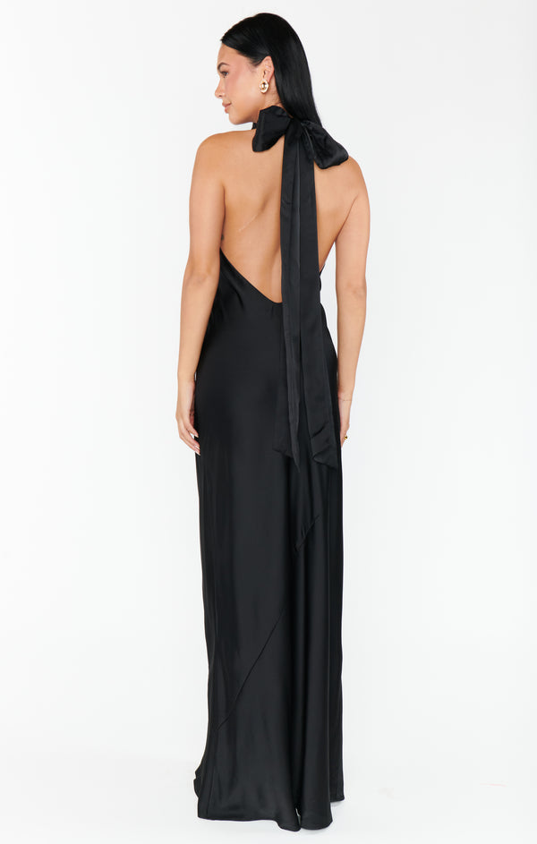Lisa Maxi Dress ~ Black Luxe Satin – Show Me Your Mumu