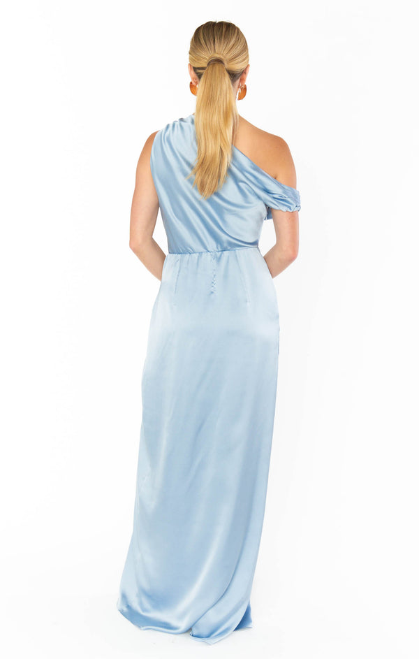 Jodie Dress ~ Steel Blue Luxe Satin – Show Me Your Mumu