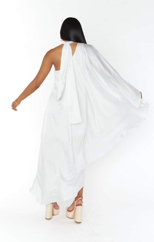 Rhea One Shoulder Dress ~ Ivory Luxe Satin – Show Me Your Mumu