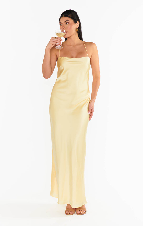 Dani Slip Dress ~ Pale Yellow Luxe Satin – Show Me Your Mumu
