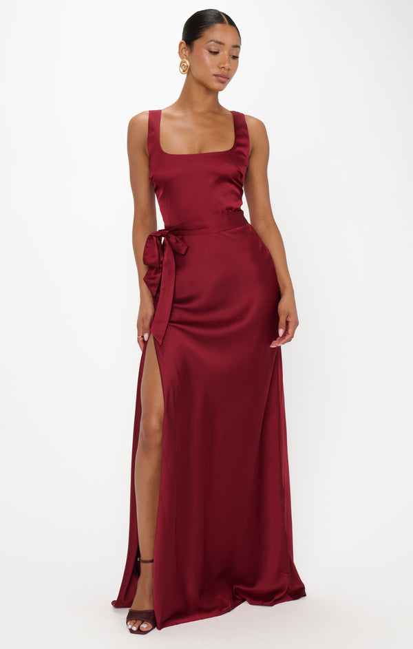 cranberry bridesmaid dresses long Burgundy Chiffon A-line Long Bridesmaid Dresses, Wedding Party Dress, MBD158