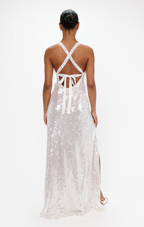 Anderson Maxi Dress, in Ivory Shimmery Sequins, Size: Medium