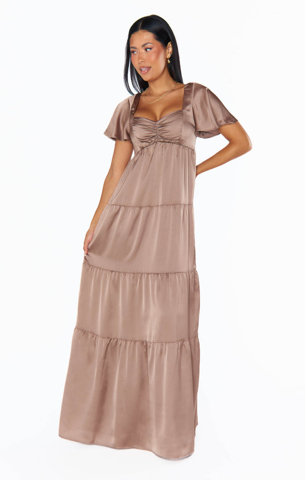 fitted lace wedding dress Nicole Maxi Dress ~ Dune Luxe Satin