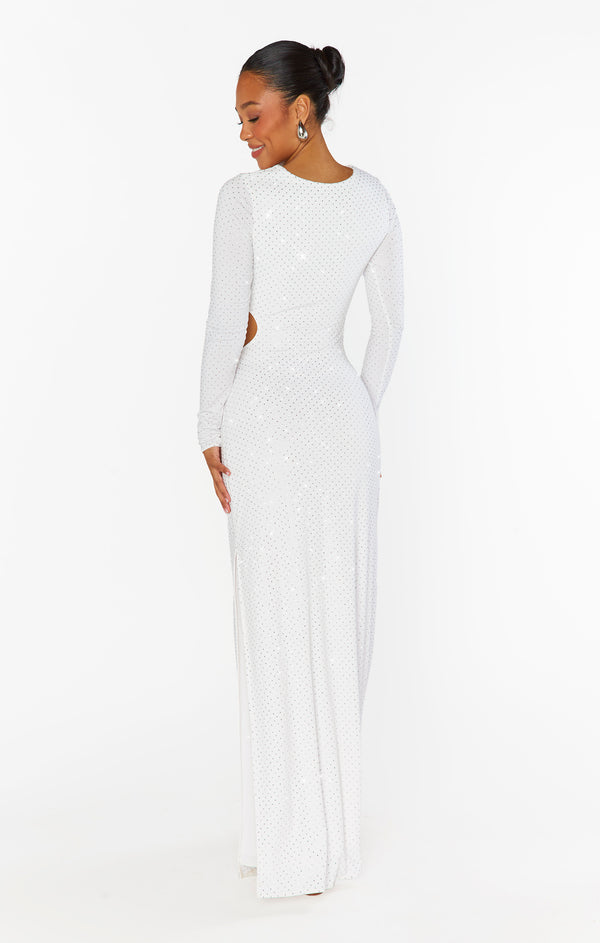 The Sleek Maxi Dress ~ White Rhinestone Spandy – Show Me Your Mumu