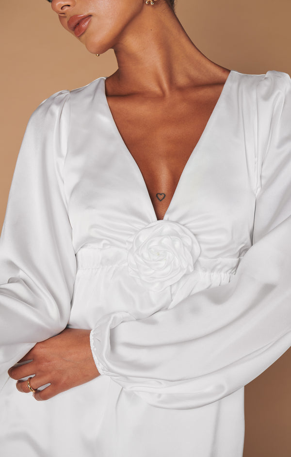 show me your mumu sarah mini dress Rosetta Mini Dress, in Ivory Luxe Satin, Size: 2X
