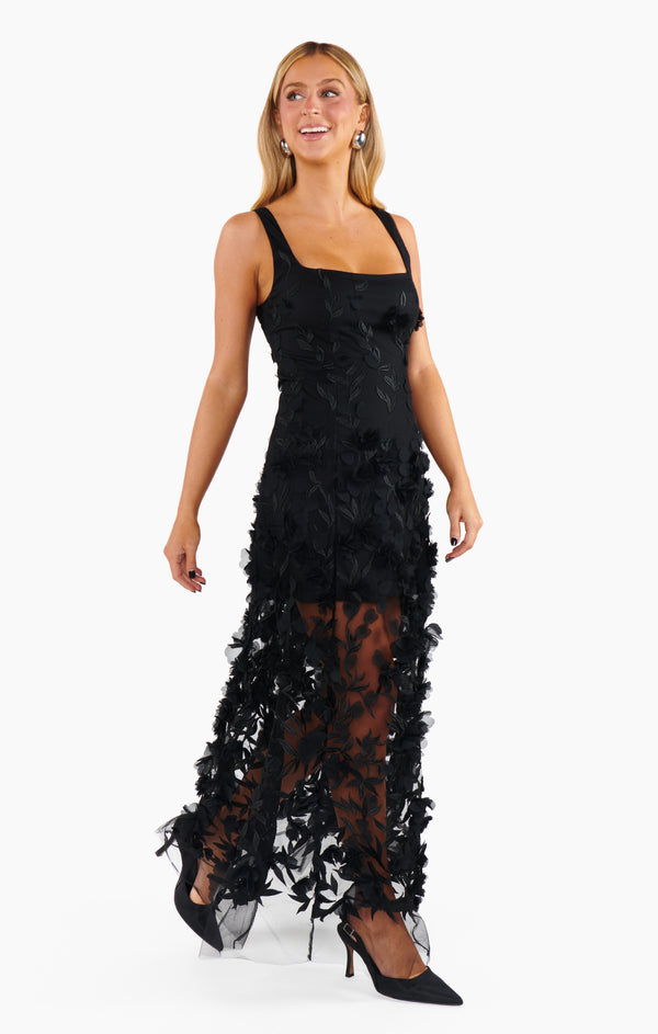 show me your mumu black dress Stephanie Dress, in 3D Floral | Cady Black 38