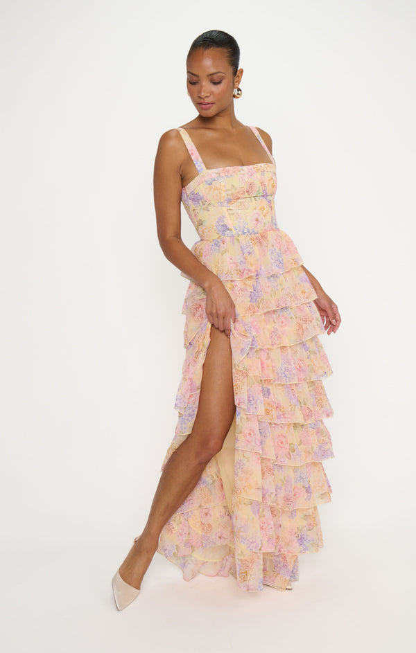 Show Me Your Mumu Katarina Maxi Dress ~ Pale Yellow Blooms