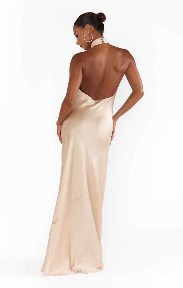 jasmine halter maxi dress Dress, in Silver Sage Luxe Satin Womens Jasmine Satin Halter Maxi Dress Combo in Brown Size 2X Show Me Your Mumu Jasmine