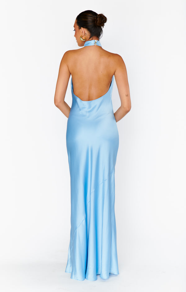 Palomino Plunging Halter Maxi Dress Print Blue