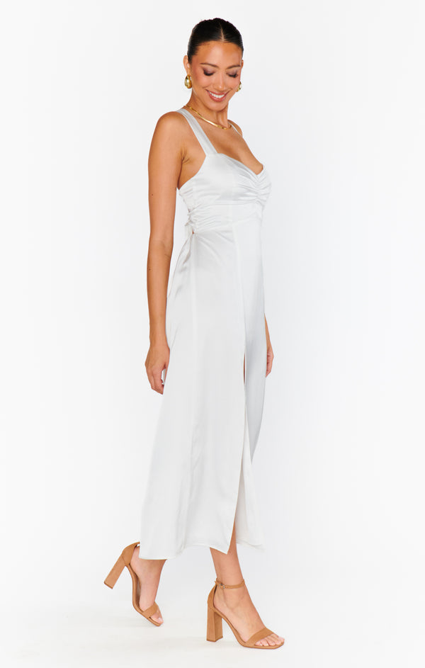 show me your mumu mina midi dress Mina Midi Dress, in Ivory Luxe Satin