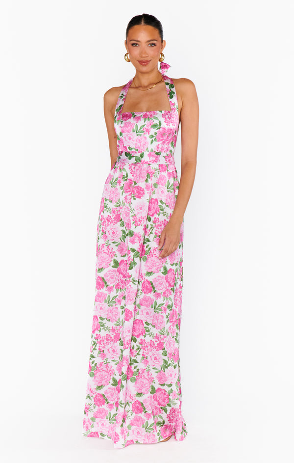 Briana Halter Maxi Dress - Chocolate Floral