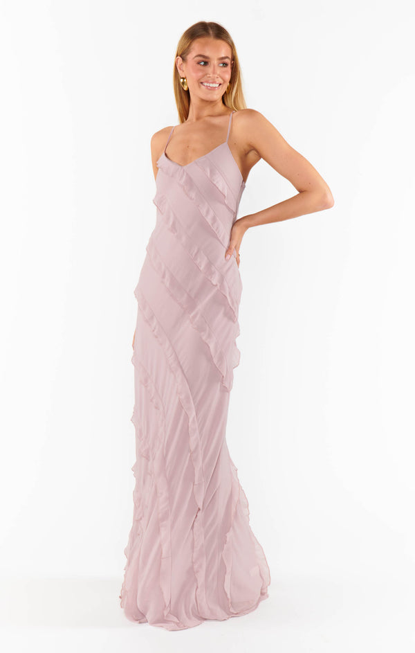 Romance Ruffle Dress ~ Neutral Mauve Chiffon Show Me Your Mumu Romance Ruffle Dress ~ Neutral Mauve Chiffon Show Me Your Mumu