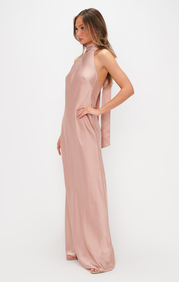 Lisa Maxi Dress ~ Rose Gold Luxe Satin – Show Me Your Mumu
