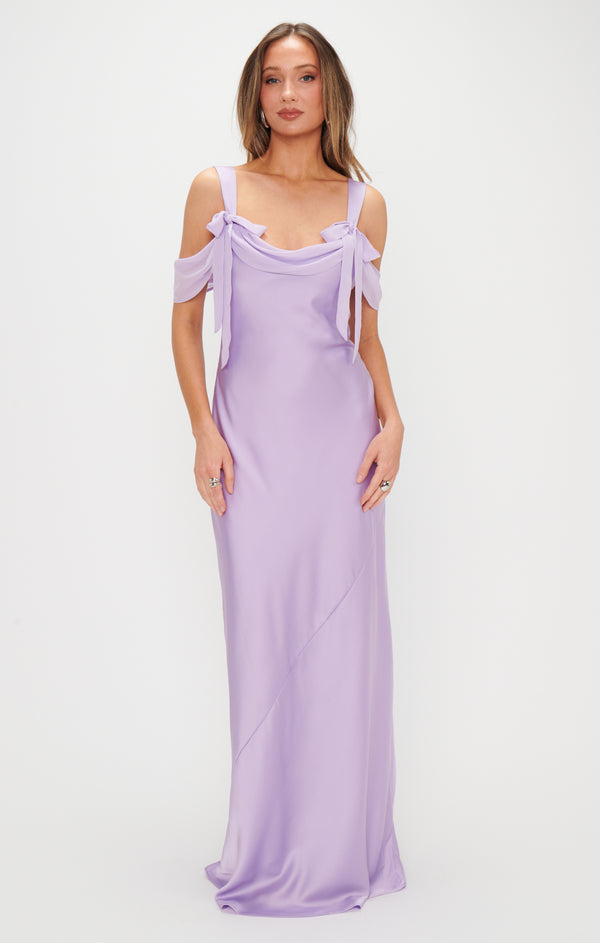 Bella Maxi Dress, in Lavender Luxe Satin, Size: 2XL | Show Me Your Mumu