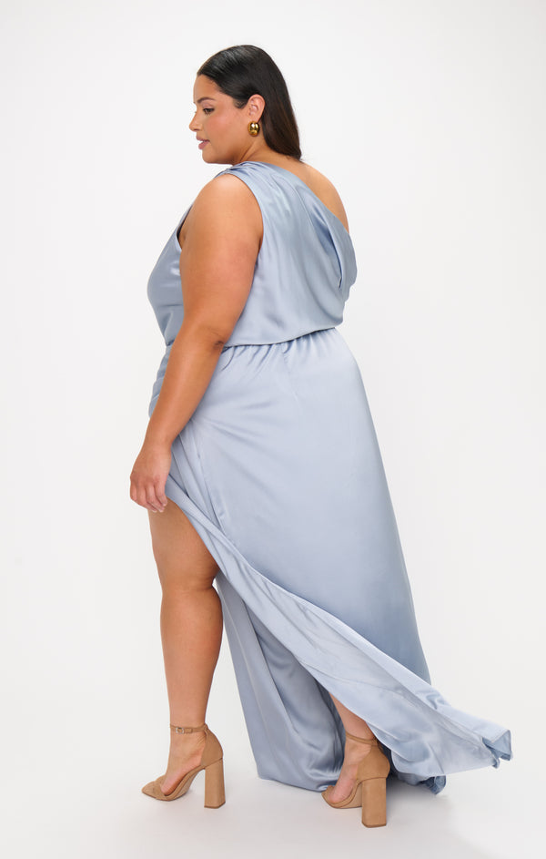 Jodie Dress ~ Steel Blue Luxe Satin – Show Me Your Mumu