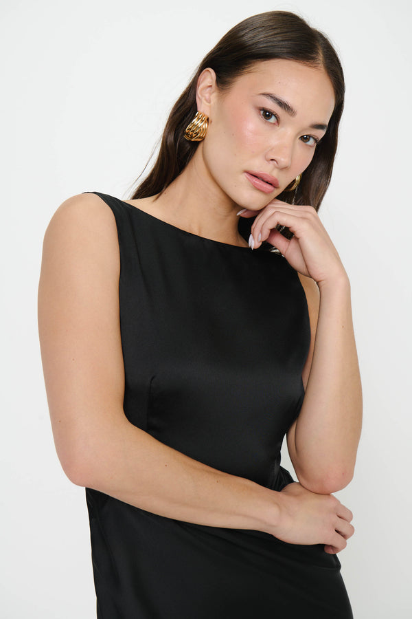 Candice Dress ~ Black Luxe Satin – Show Me Your Mumu