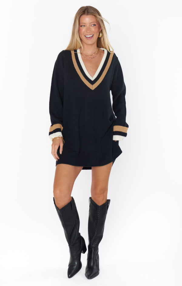 Hartford Sweater Dress ~ Black Varsity Stripe Knit – Show Me Your Mumu