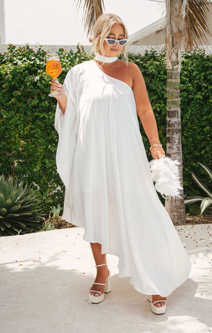 Rhea One Shoulder Dress ~ Ivory Luxe Satin – Show Me Your Mumu