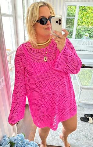 280 PGG ノースリーブニットポロシャツ ネオンカラー ピンク1 M MOUNTAIN STITCH CHEVRON 4 ZIP HOODIE - NEON PINK – Aviator Nation レディースウェア