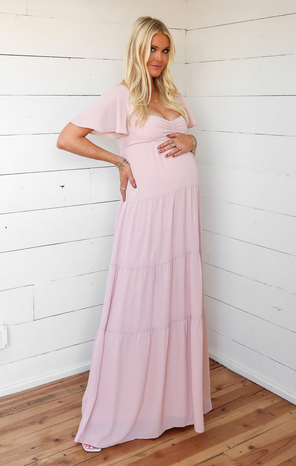 Nicole Maxi Dress ~ Dusty Blush Crisp – Show Me Your Mumu