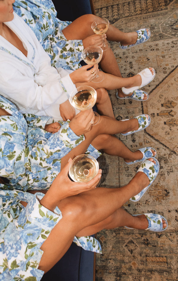 Freshen Up Slippers ~ Cottage Floral Blue Terry – Show Me Your Mumu