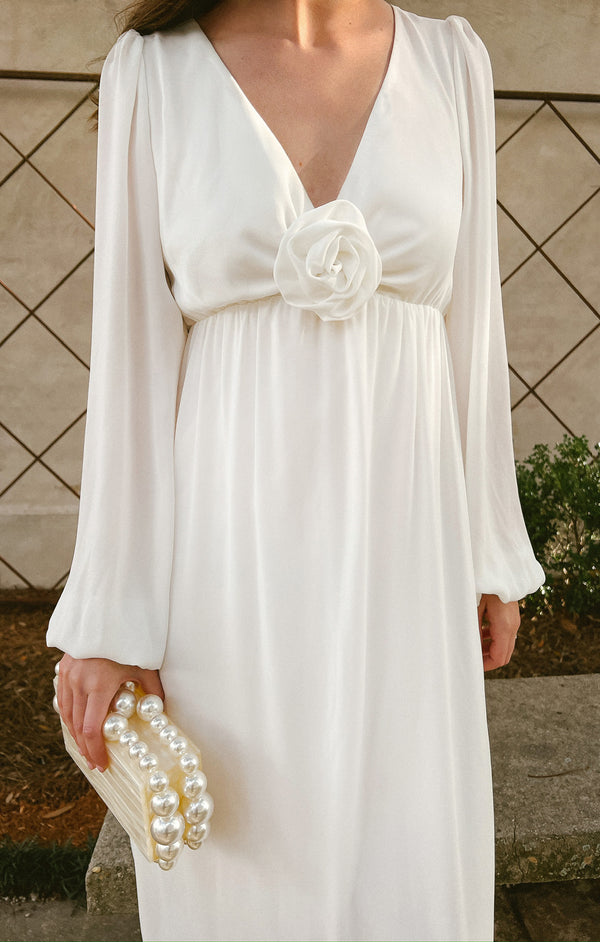 Rosetta Maxi Dress ~ White Silky Crepe – Show Me Your Mumu