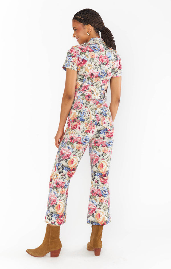 Jacksonville Short Sleeve Cropped Jumpsuit ~ Sage Dusty Meadows Denim – Show Me Your Mumu
