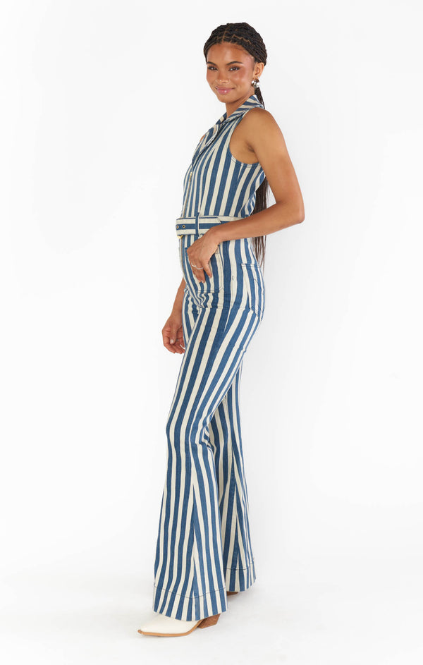 Jacksonville Jumpsuit ~ Sand N Sea Stripe Denim – Show Me Your Mumu