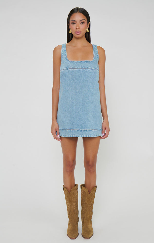 Topanga Mini Dress, in Jet Stream Blue, Size: Large