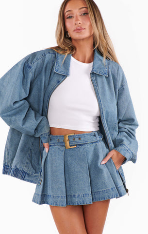 Carter Bomber Jacket ~ Ozone Indigo – Show Me Your Mumu Carter Bomber Jacket ~ Ozone Indigo – Show Me Your Mumu