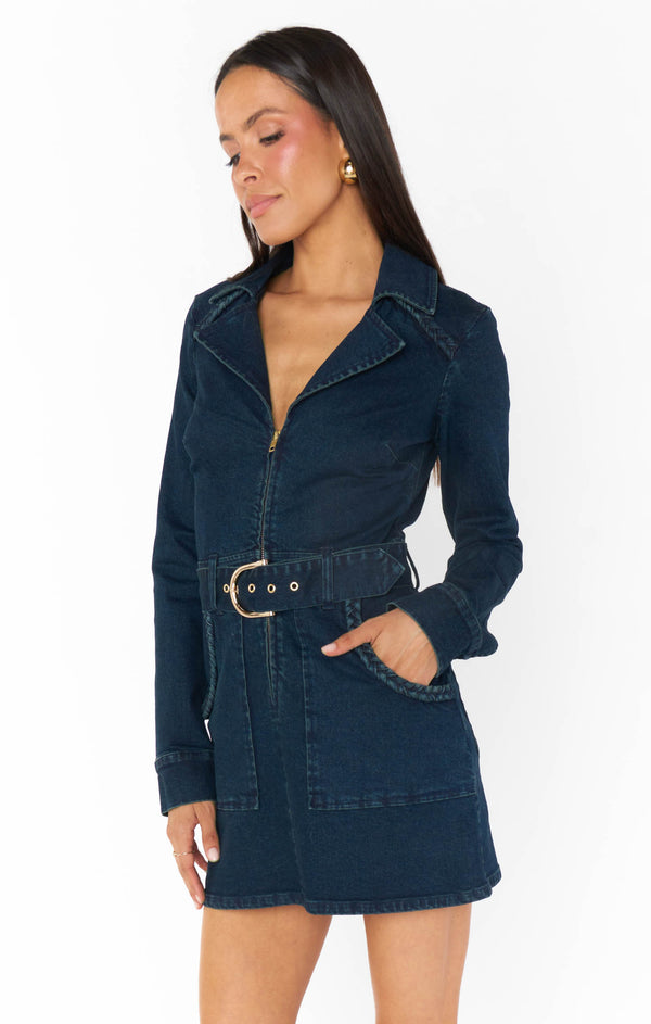 white christmas dresses Denim Lea Shirt Dress Solid Blue main image 1