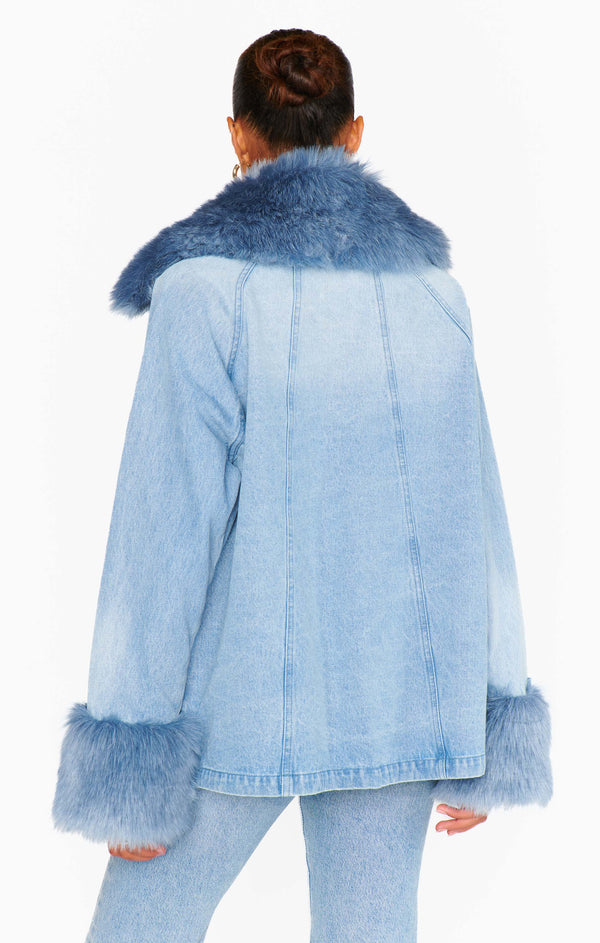 Copenhagen Jacket ~ Drift Indigo with Blue Faux Fur – Show Me Your