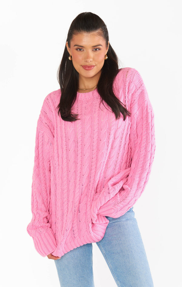 Day to Day Tunic Sweater ~ Pink Cable Knit – Show Me Your Mumu