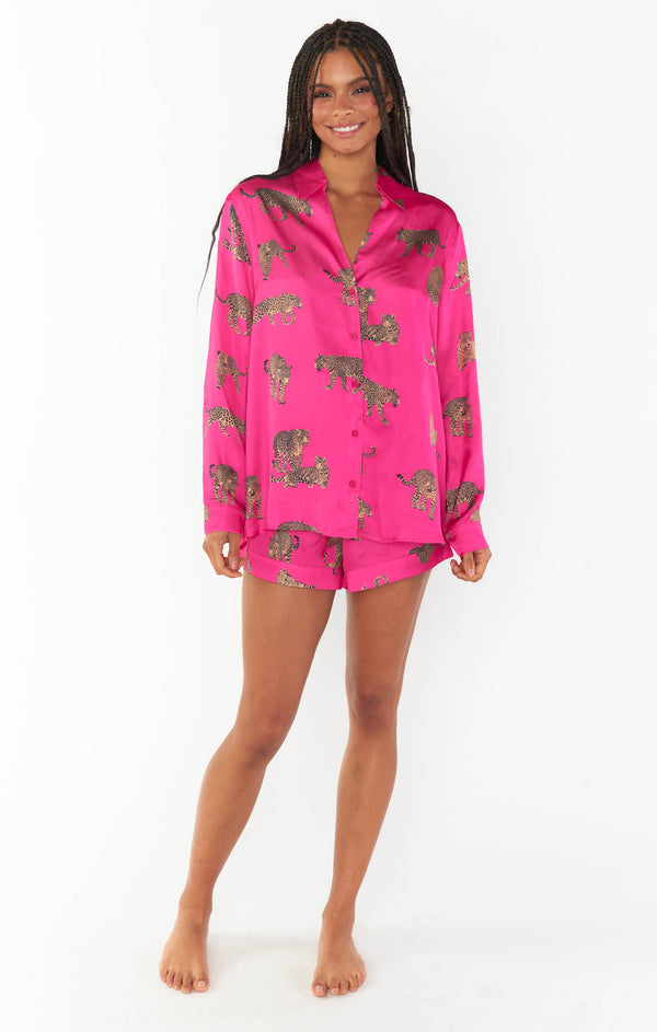 Early Riser PJ Set ~ Fuschia Feline Fine Silky – Show Me