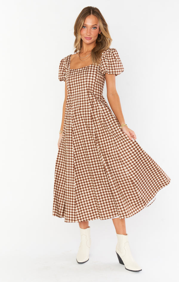 Mia Midi Dress ~ Brown Gingham – Show Me Your Mumu Mia Midi Dress ~ Brown Gingham – Show Me Your Mumu