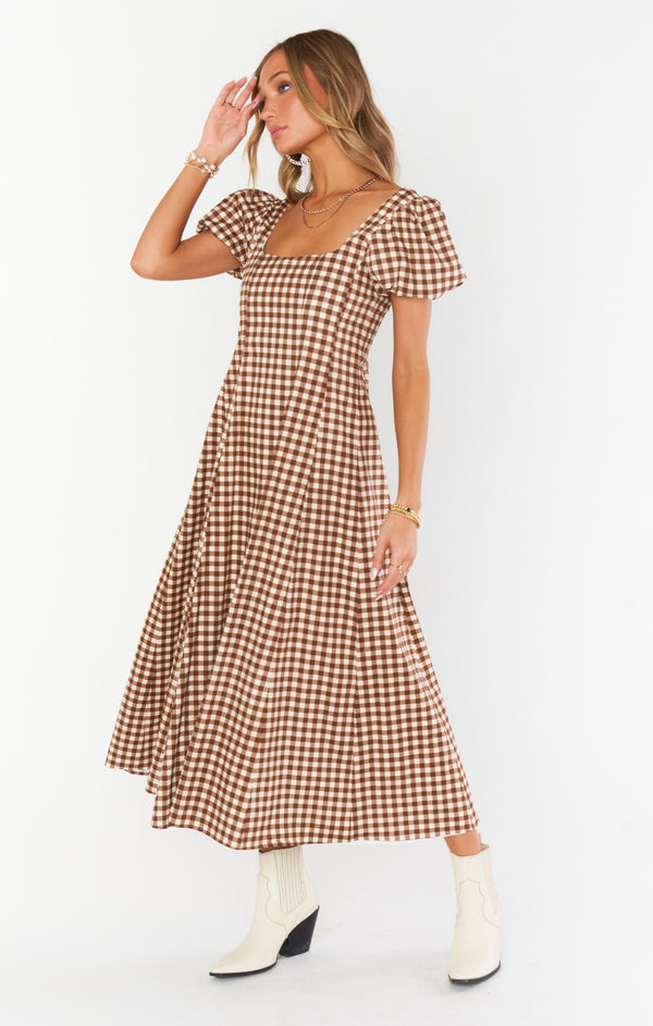 Mia Midi Dress ~ Brown Gingham – Show Me Your Mumu Mia Midi Dress ~ Brown Gingham – Show Me Your Mumu
