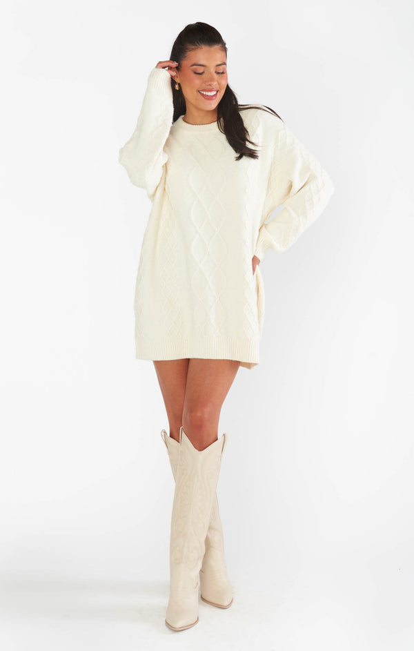 sweater dresses and tunics Canyon Tunic Sweater, in Cream Fuzzy Knit, Size: 2XL