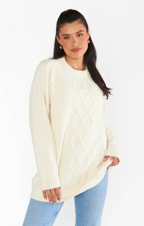 Canyon Tunic Sweater ~ Cream Fuzzy Knit – Show Me Your Mumu