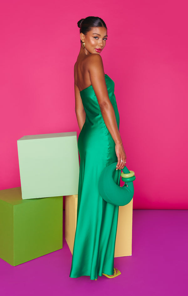 Taylor Tube Dress ~ Clover Green Luxe Satin – Show Me Your Mumu