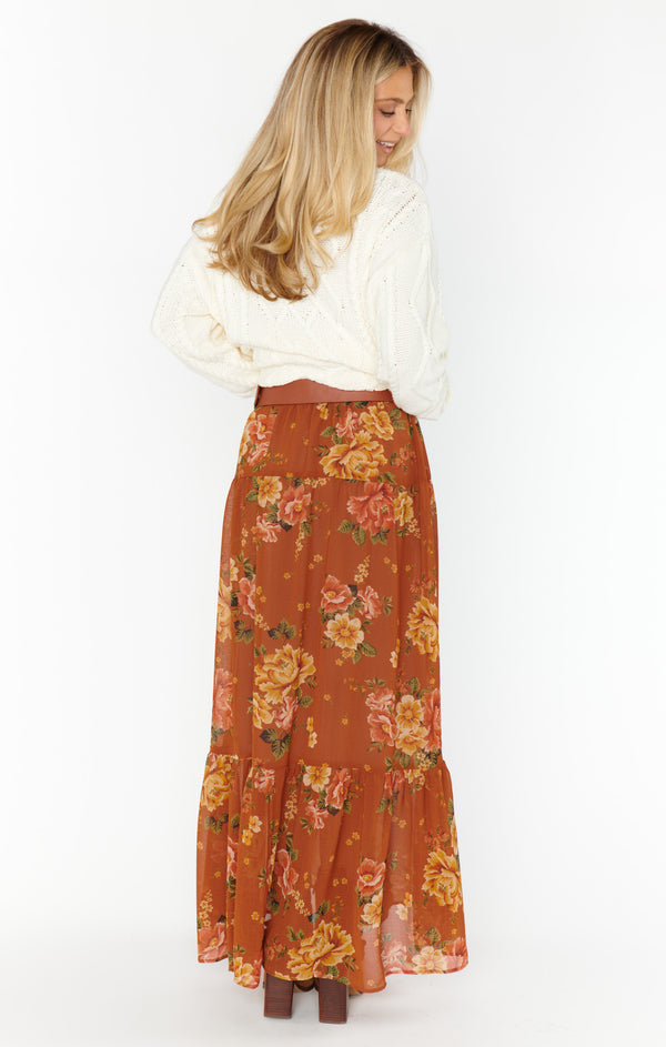 The Marvelous Garden Knit Midi Skirt with Fringe Hem main image 1