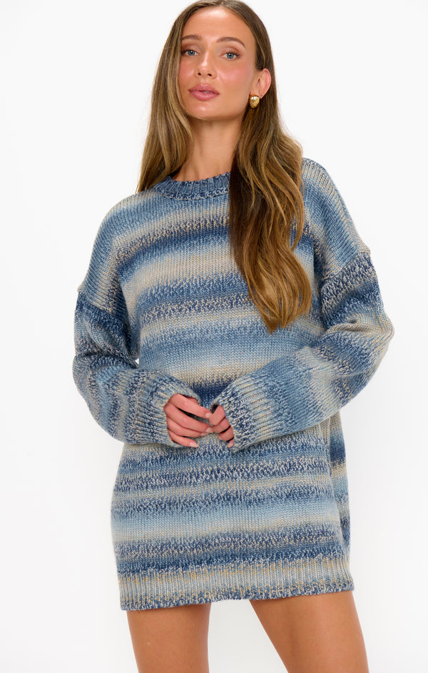 Canyon Tunic Sweater, in Midnight Blue Knit, Size: Large