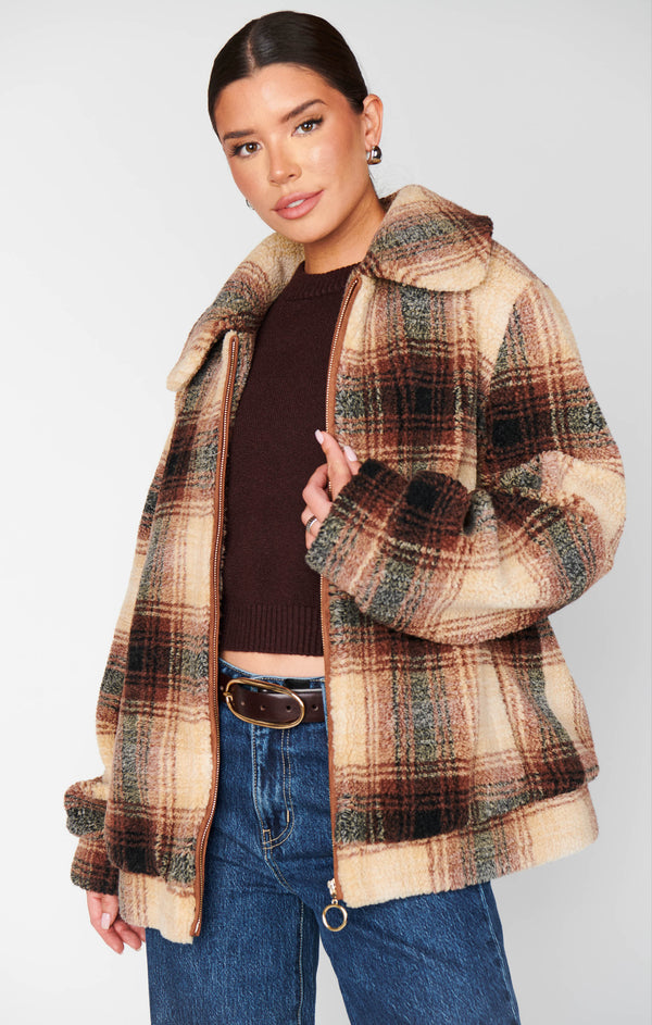 Hunter Jacket ~ Homestead Faux Sherpa Plaid – Show Me Your Mumu