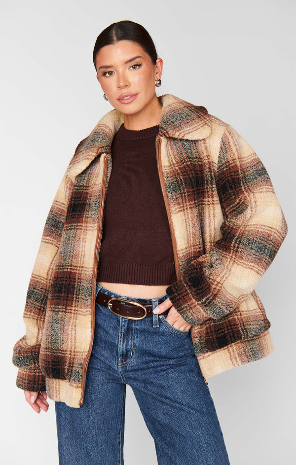 Hunter Jacket ~ Homestead Faux Sherpa Plaid – Show Me Your Mumu